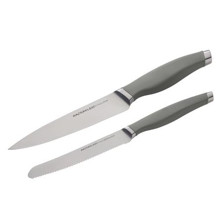 RACHAEL RAY Rachael Ray 47757 Cutlery Japanese Stainless Steel Utility Knife Set - Gray; 2 Piece 47757